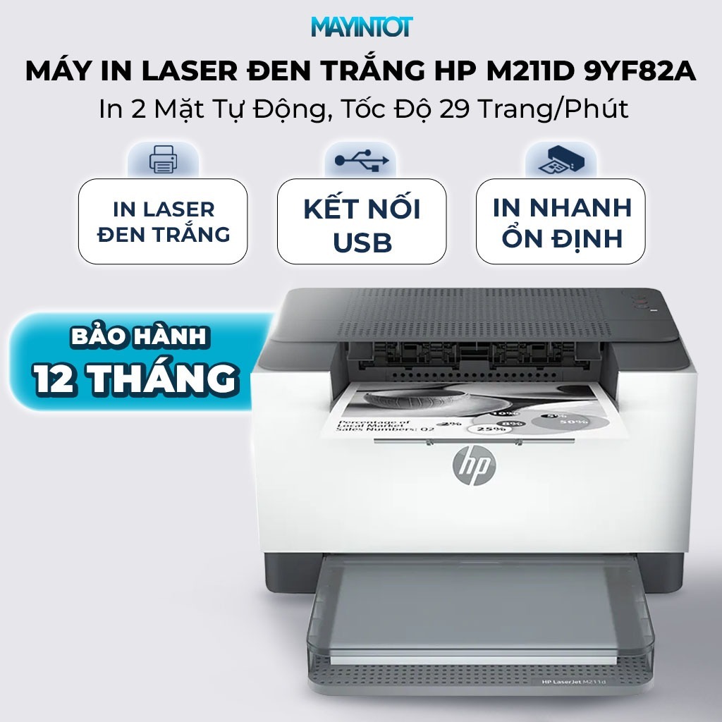 Máy In Laser Đen Trắng HP M211D 9YF82A - In 2 Mặt Tự Động, Tốc Độ 29 Trang/Phút, Kết Nối USB, Thiết Kế Nhỏ Gọn
