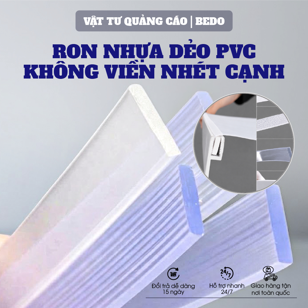Ron Nhét Bạt BEDO Nhựa PVC 3x11mm 4x11mm Cho Hộp Đèn Không Viền Trần Xuyên Sáng Bền Dẻo