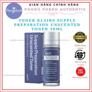 Nước hoa hồng K1@!rs Supple Preparation Unscented Toner Klairs 30ml