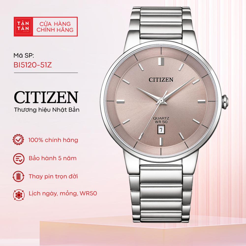 Đồng Hồ Nam Citizen  BI5120-51Z Quartz 40mm - Đồng Hồ Tân Tân