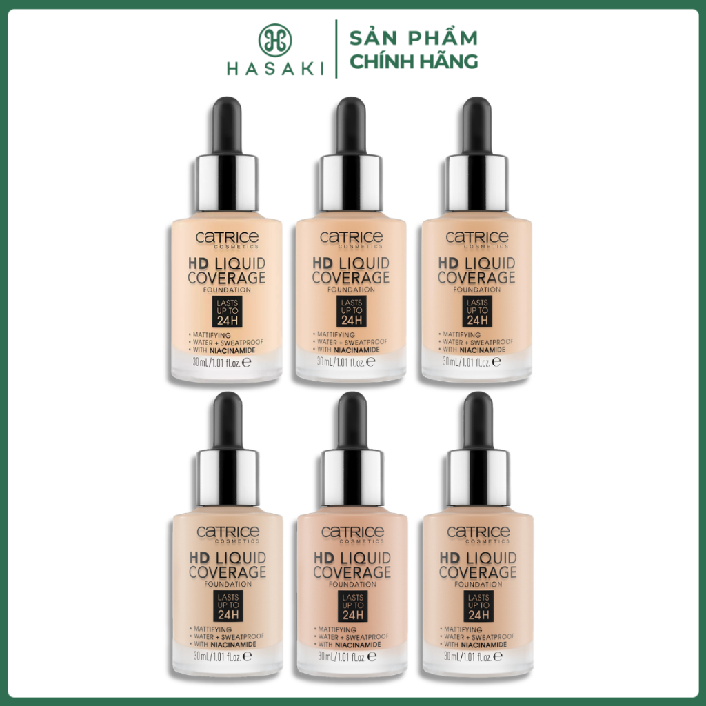 Kem Nền Catrice Kiềm Dầu Che Phủ 24h 30ml HD Liquid Coverage Foundation