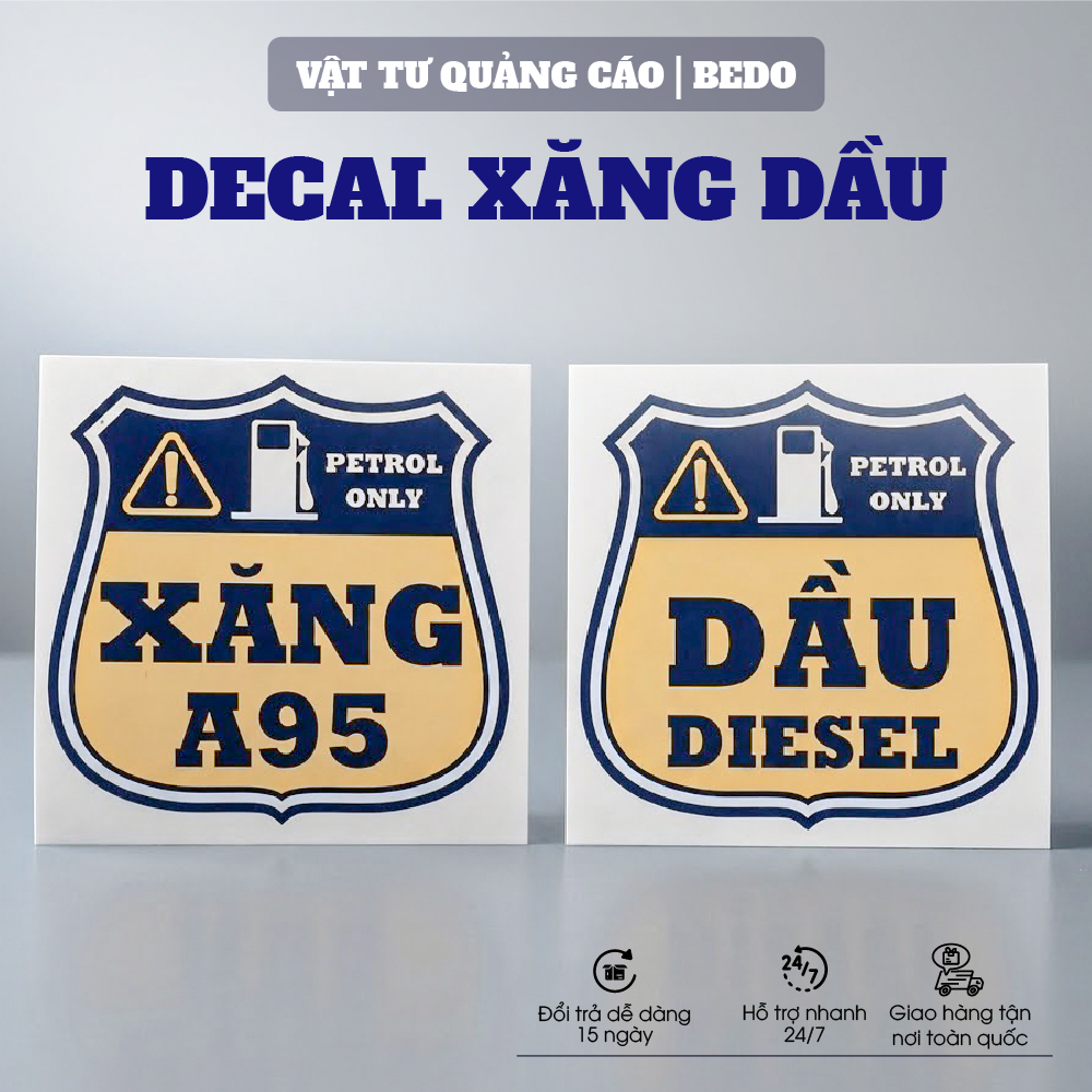 Tem Nắp Bình Xăng Ô Tô Sticker Xăng 95 Diesel Chống Thấm Chống Phai Màu Dán Chắc Bền Đẹp