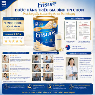 Sữa bột ensure  abbott vanilla 850g nội địa Úc hương vani giàu dinh dưỡng hộp 850g