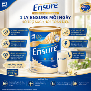 Sữa bột ensure  abbott vanilla 850g nội địa Úc hương vani giàu dinh dưỡng hộp 850g