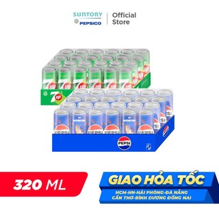 [SALE 15.7] Combo Bung Xõa Cực Đã - 1 Thùng 24 Lon Pepsi & 1 Thùng 24 Lon 7Up (320ml/lon hoặc 350ml/lon)