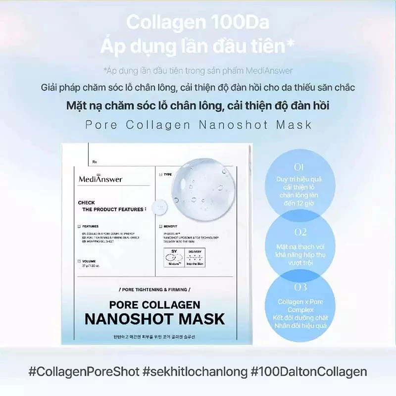 Mặt Nạ Thạch MediAnswer Pore Nanoshot Mask Cấp Ẩm, Phục Hồi Da Chuyên Sâu - Ever Queen