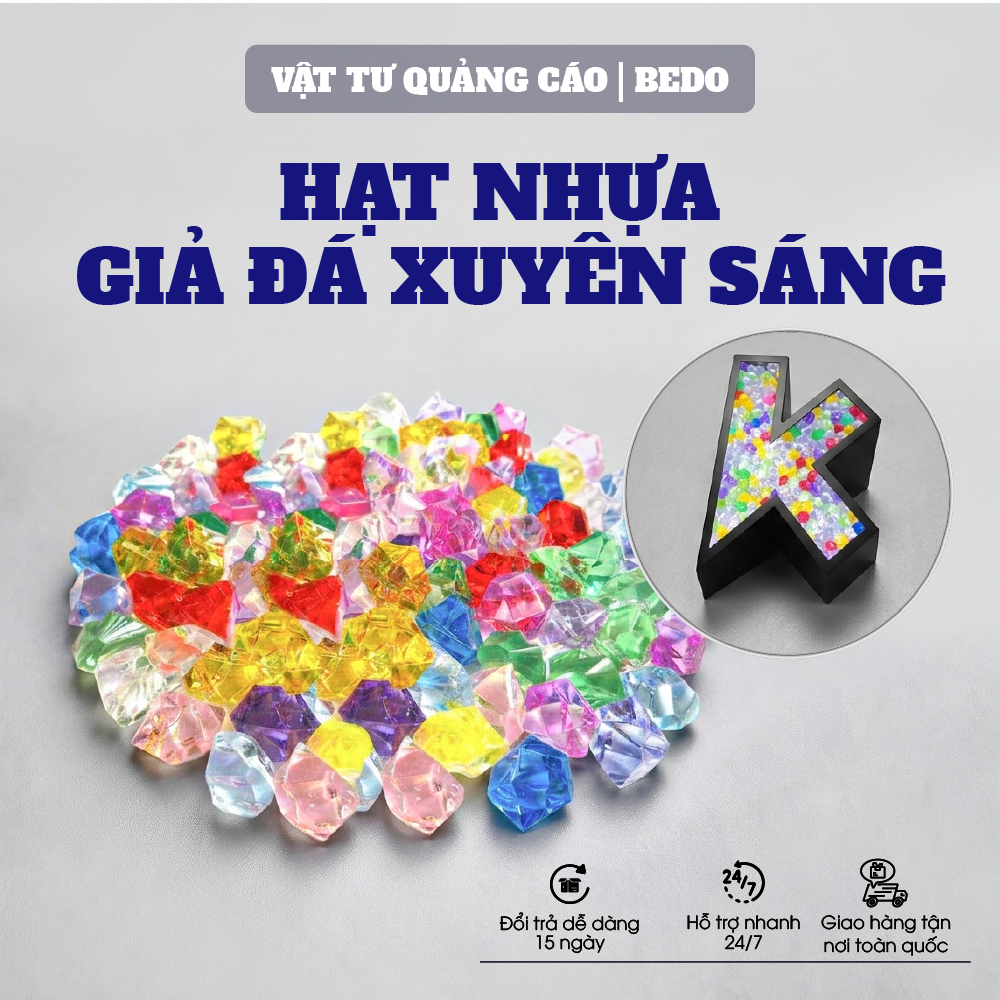 Hạt Nhựa Quảng Cáo Xuyên Sáng BEDO Làm Chữ Nổi Logo Bảng Hiệu Kết Hợp Keo AB Bền Chắc Đẹp