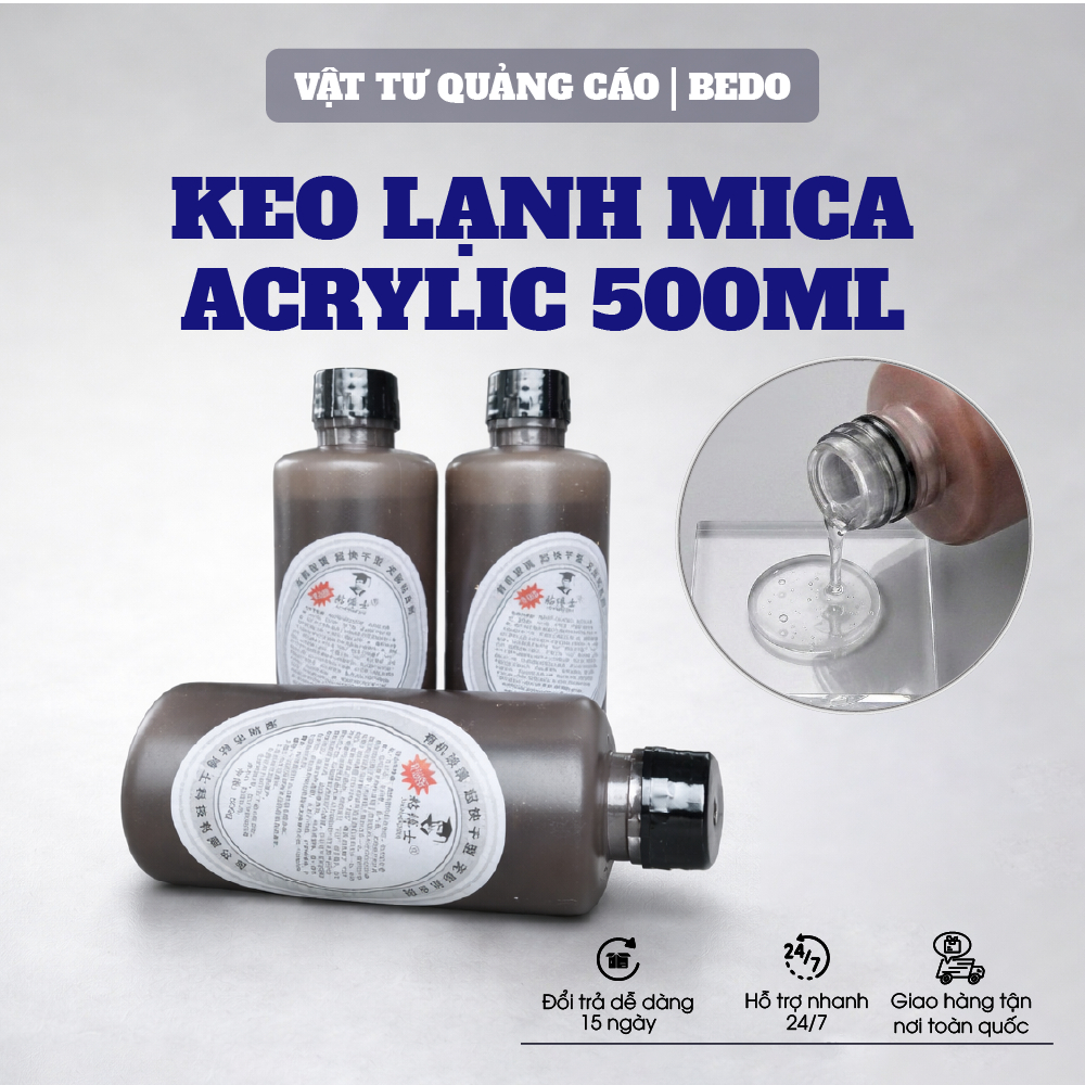 Keo Dán Acrylic BEDO 500ml Trong Suốt Dán Mica Hộp Đèn Bảng Hiệu Quảng Cáo Bền Chắc Thẩm Mỹ