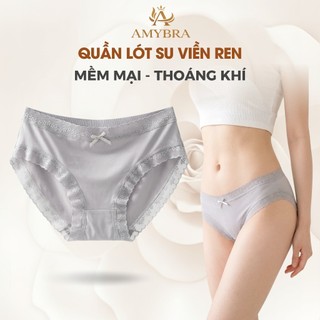 Quần Lót Su Ren Thoáng Mát, Quần Lót Nữ Mềm Mại Đính Nơ Gợi Cảm AMYBRA L519