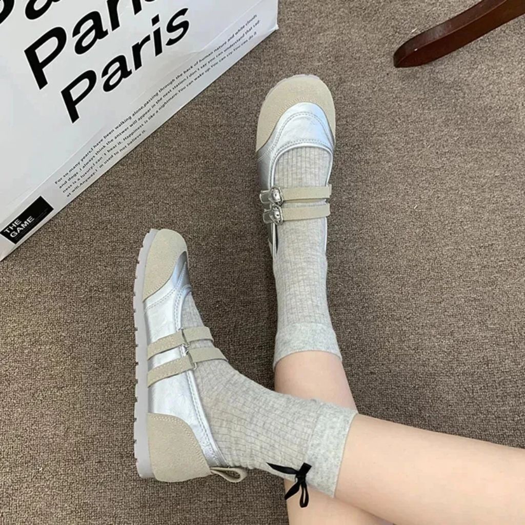 Giày Mary Jane Nữ, Giày Búp Bê Mary Jane Da Lộn Hai Khóa Tròn Hàn Quốc N49 || Young Sneaker