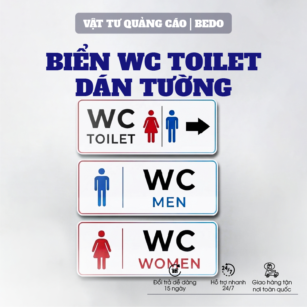 Biển Nhà Vệ Sinh BEDO Formex 5mm 10x25 12x20cm Dán Tường WC Nam Nữ Chống Nước Bền Đẹp