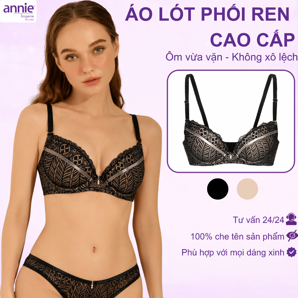 Áo ngực nữ annie mút dày 2.5cm ren không gọng,nâng ngực,bản to tạo dáng ngực thấm hút Bra 8139-48496