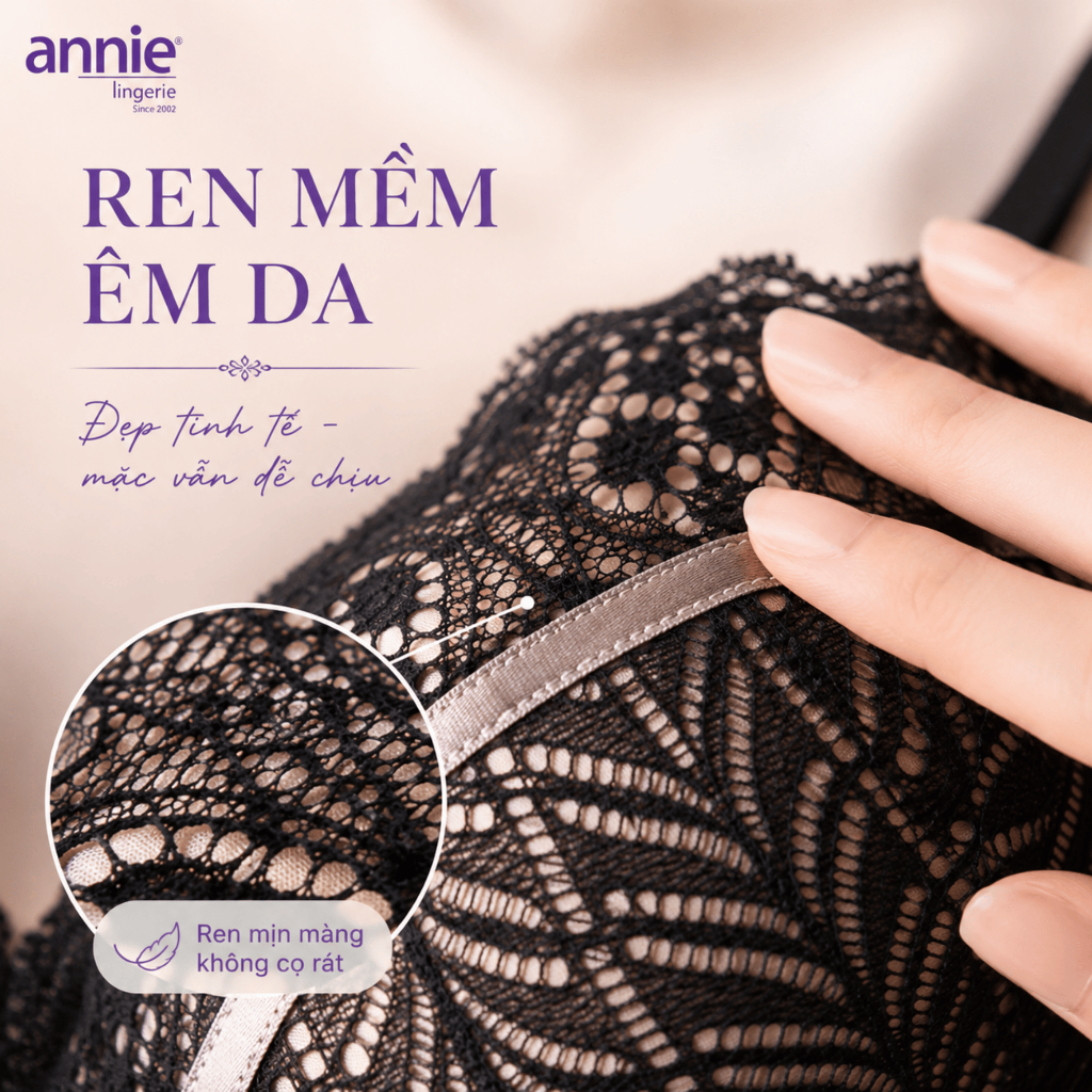 Áo ngực nữ annie mút dày 2.5cm ren không gọng,nâng ngực,bản to tạo dáng ngực thấm hút Bra 8139-48496