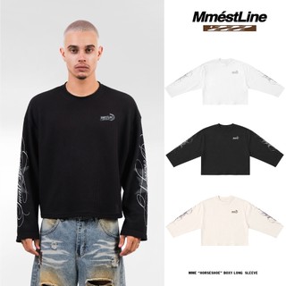 Áo Longsleeve MMESTLINE "HORSESHOE" Áo thun tay dài Form Boxy Vải Waffle Cotton