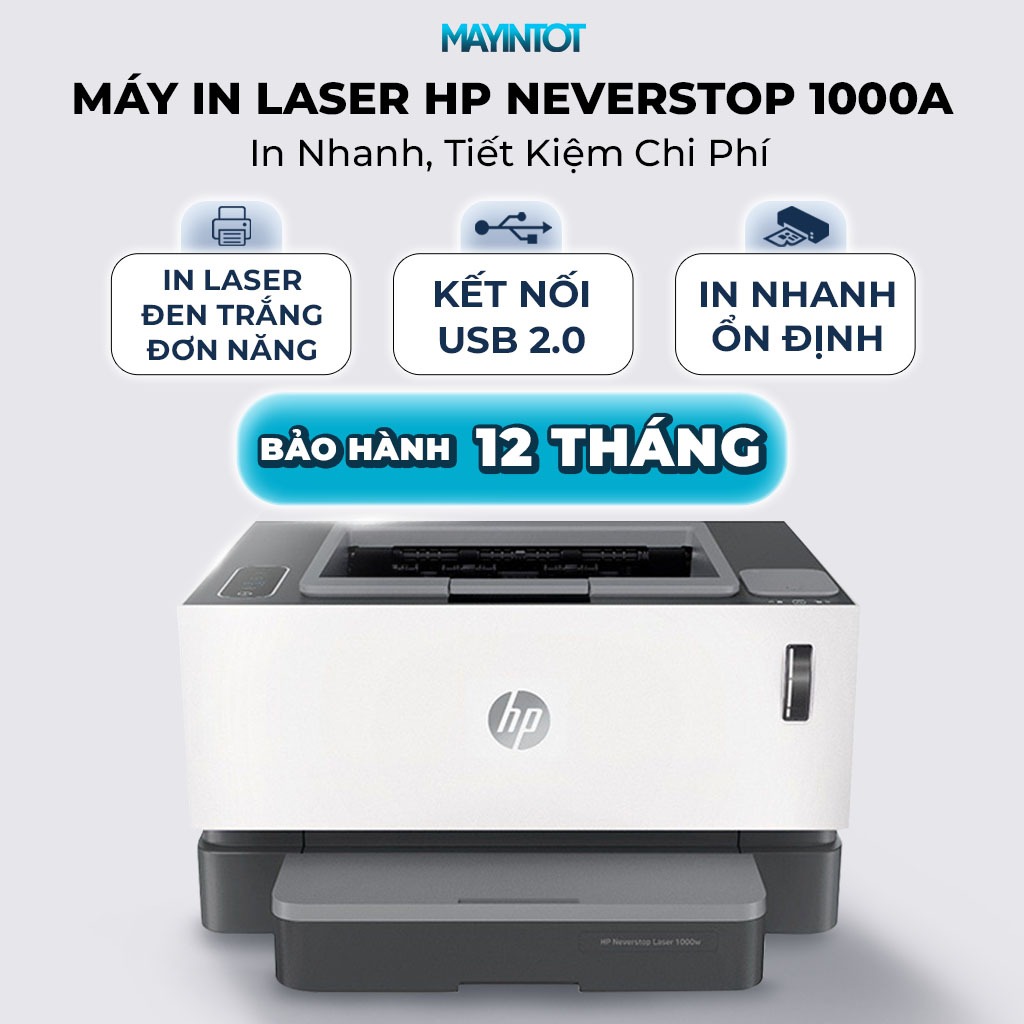(Tặng 1 ống mực nạp)Máy In Laser HP Neverstop 1000A - In Nhanh, Tiết Kiệm Chi Phí, Thiết Kế Gọn Nhẹ | Máy In Tốt