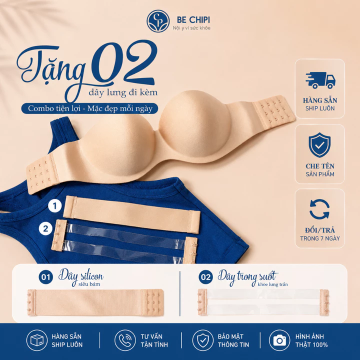 Áo Ngực BECHIPI Không Dây Cúp Ngang Quây Ngang Bralette AL1005 Nội Y Bechipi