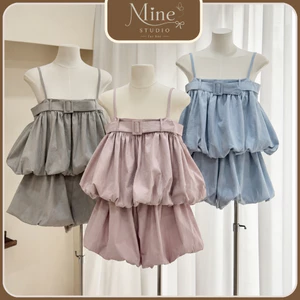 Set Áo 2 Dây Phối Với Quần Short Bí Phồng Thời Trang Nữ Tiểu Thư Ngọt Ngào Đi Chơi Đi Du Lịch