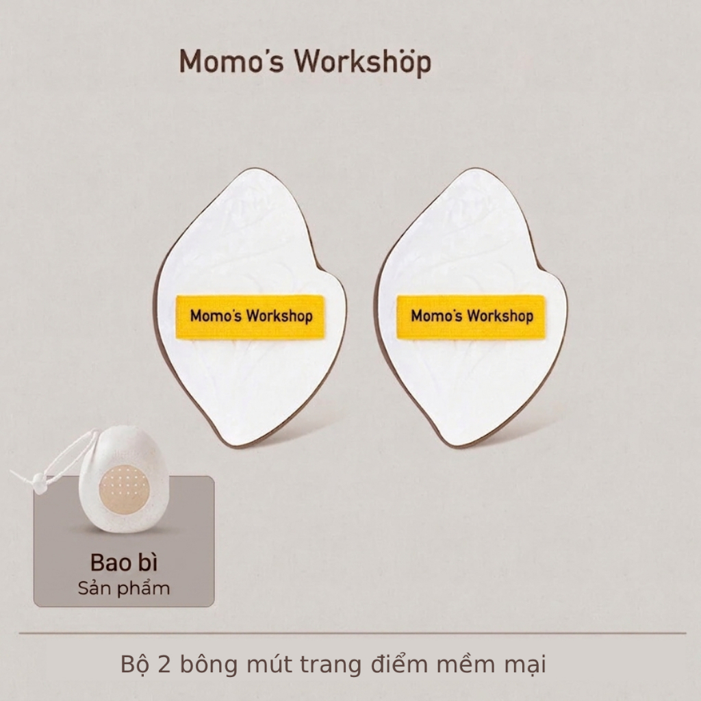 Bông Mút Tán Nền Ốc Bạch Vũ Momo's Workshop Momoland Airy Mallow Puff Milky Tides - 2pcs