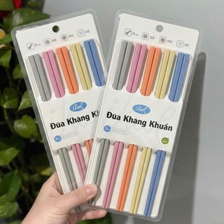 Bộ 5 đôi đũa kháng khuẩn cao cấp iKool Tân Lập Thành, vỉ 5 đôi đũa gia đình chống mốc an toàn