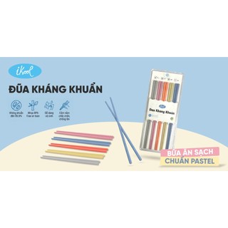 Bộ 5 đôi đũa kháng khuẩn cao cấp iKool Tân Lập Thành, vỉ 5 đôi đũa gia đình chống mốc an toàn