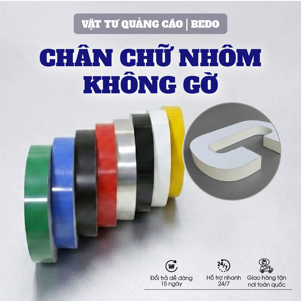 Chân Nhôm Uốn Chữ BEDO Nhôm Phẳng 0.6mm Nhiều Màu Cuộn 100m Làm Chữ Nổi 3D Quảng Cáo
