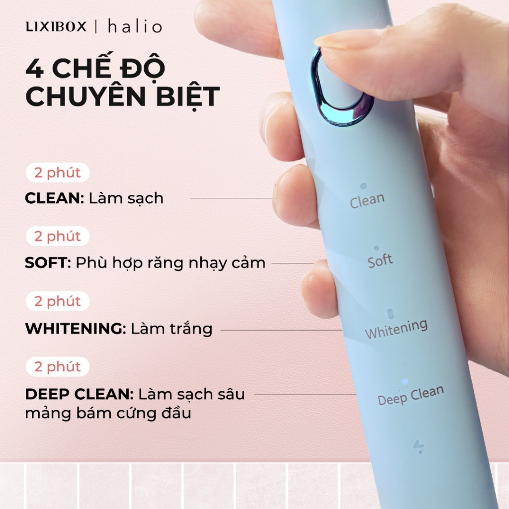 Combo 02 Bàn Chải Điện Làm Sạch Sâu Halio Sonic SmartClean Electronic Toothbrush