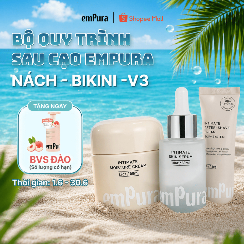Bộ Quy Trình Sau Cạo EmPura Serum Trắng Da Mờ Thâm 30ml, Kem Dưỡng Sáng Da 50g,Kem Dưỡng Sau Cạo 20g