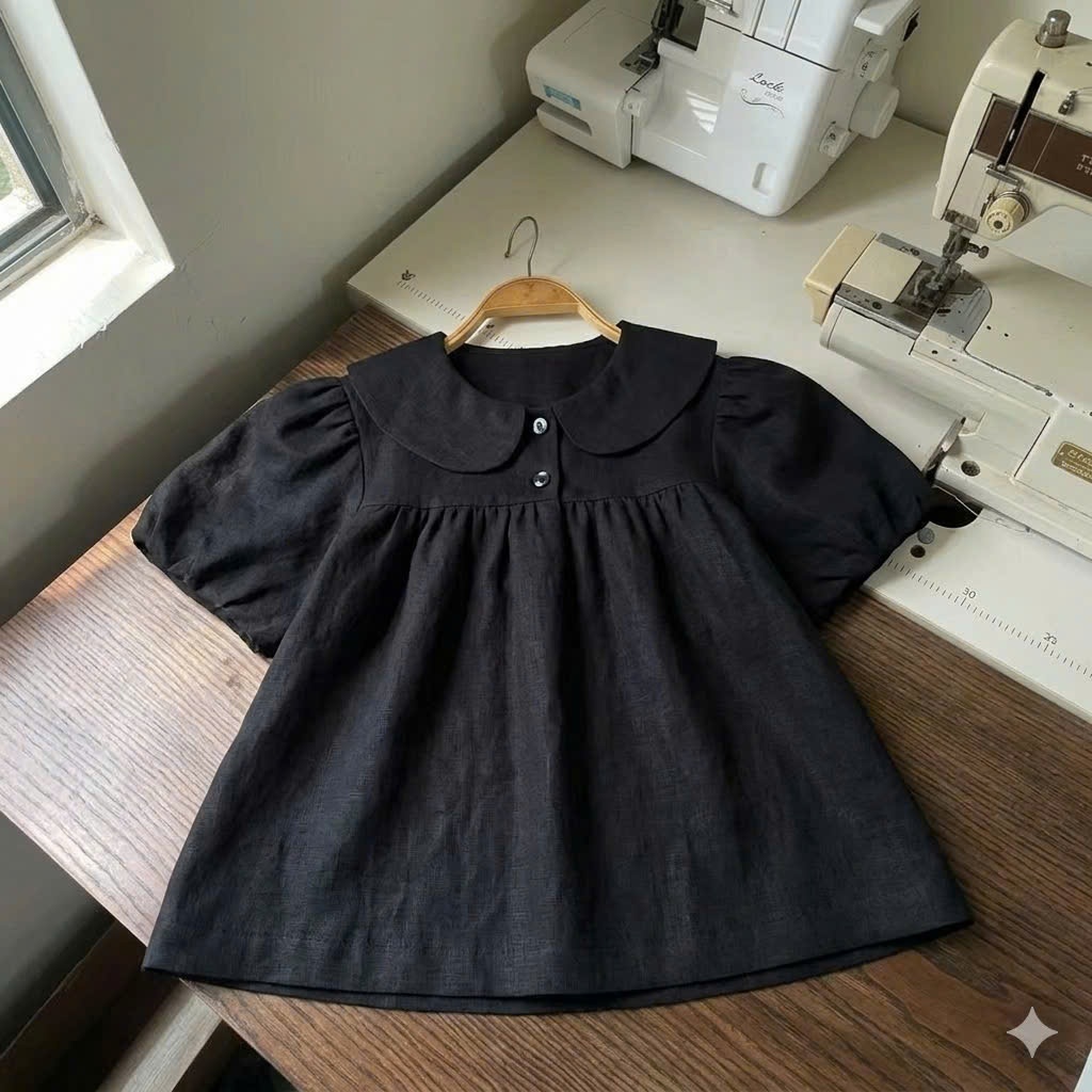 𝗖𝗼𝗰𝗼 -Áo Linen Tưng Premium cổ sen