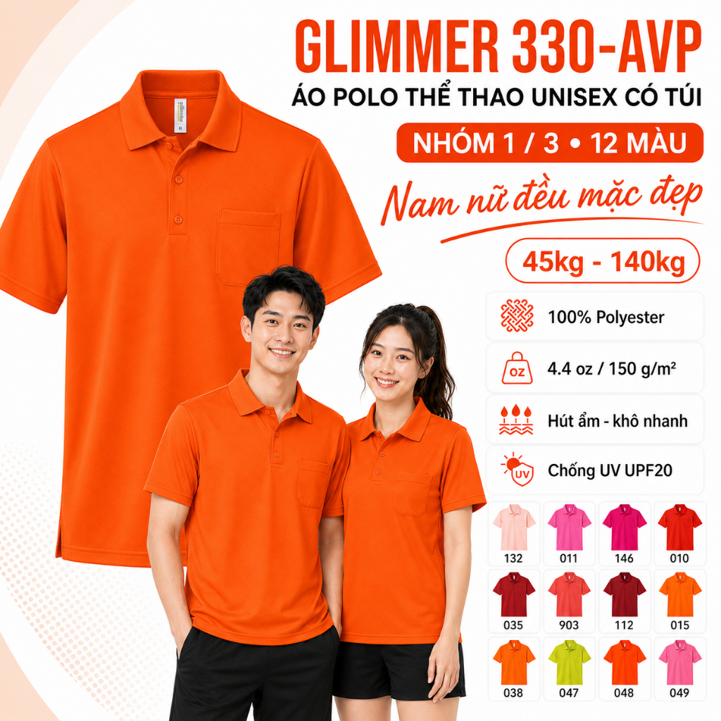 Áo Polo Nhật Có Túi Nam/Nữ Form Rộng 38-130Kg - Vải Active Cao Cấp - Chống Nắng - Thông Thoáng - Bền Màu | MÀU RỰC RỠ