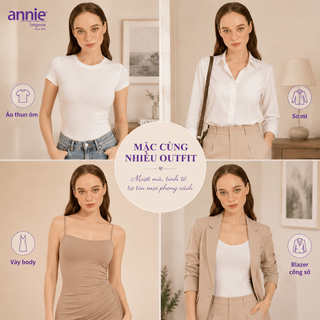 Combo 3 áo ngực nữ không gọng đúc su cao cấp annie Bra 8552 mút mỏng, mềm mịn