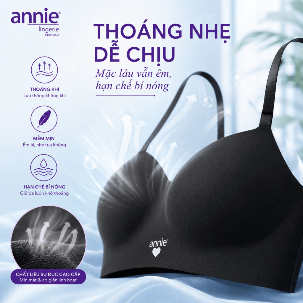 Combo 3 áo ngực nữ không gọng đúc su cao cấp annie Bra 8552 mút mỏng, mềm mịn