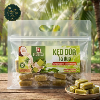 [25.06] Kẹo Dừa Mềm Lá Dứa Quê Dừa (Túi 500g) - Đặc Sản Bến Tre, Dẻo Mềm, Thơm Dừa Lá Dứa