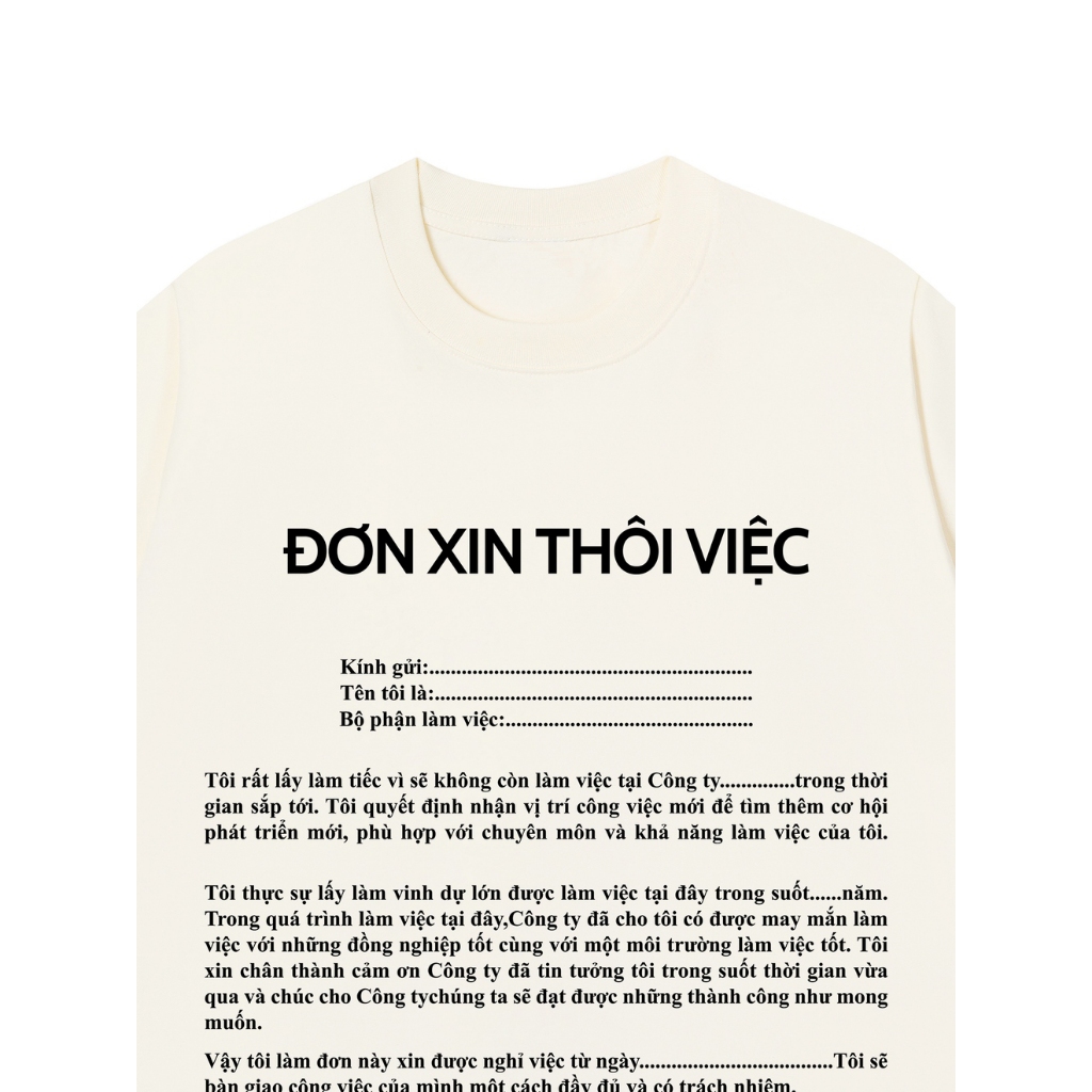 Áo Thun ĐƠN XIN THÔI VIỆC Cotton 100% Oversize REDLABEL Nam Nữ TS98