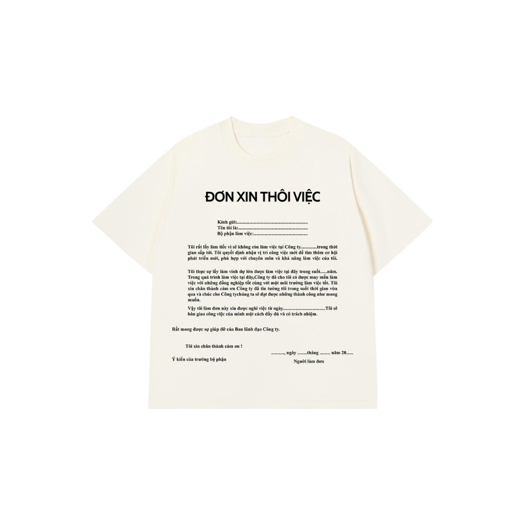 Áo Thun ĐƠN XIN THÔI VIỆC Cotton 100% Oversize REDLABEL Nam Nữ TS98