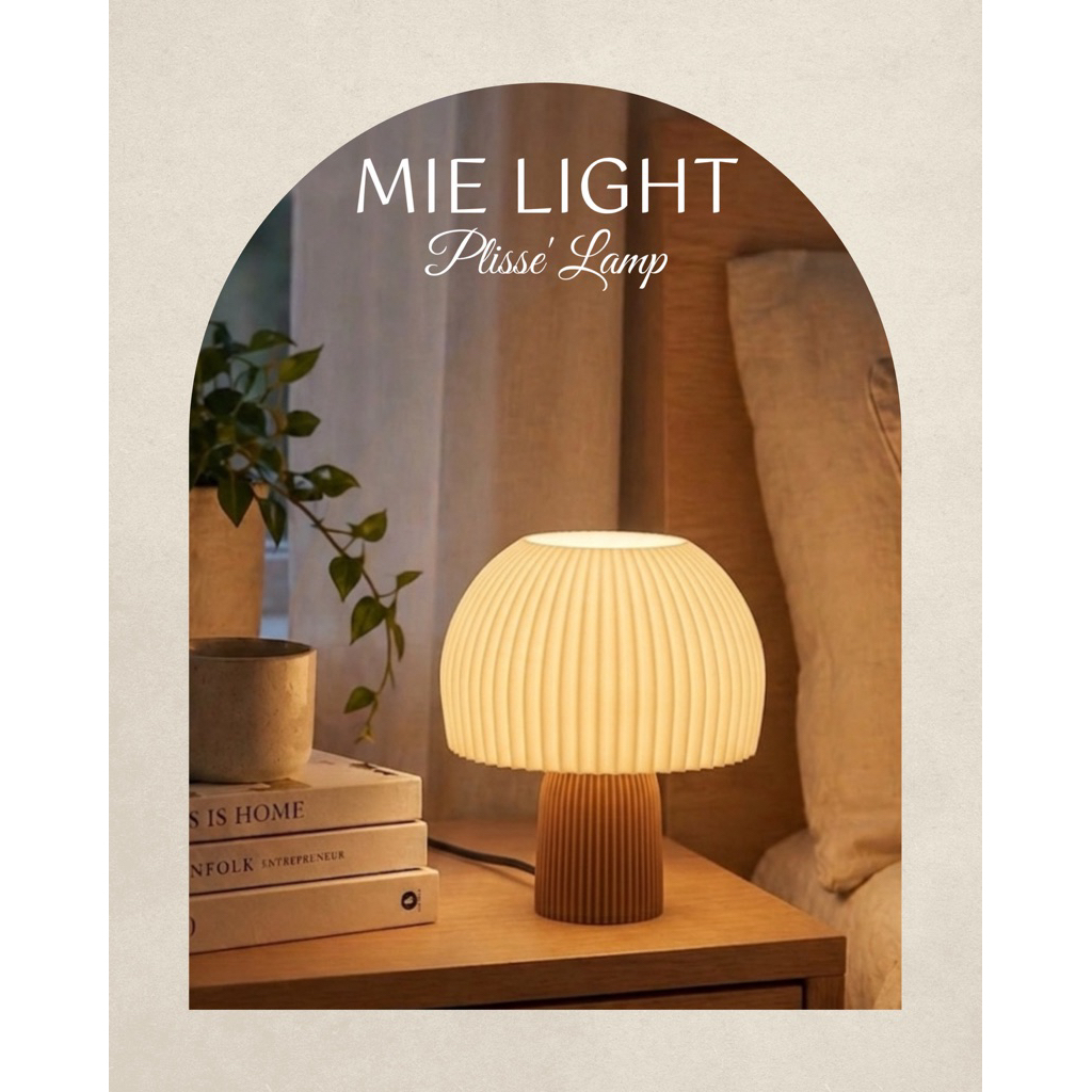 Đèn Ngủ Decor PLISSÉ LAMP | Đèn In 3D Dáng Nấm Dập Ly Nghệ Thuật Có Dimmer Điều Chỉnh Ánh Sáng Vàng Ấm Áp