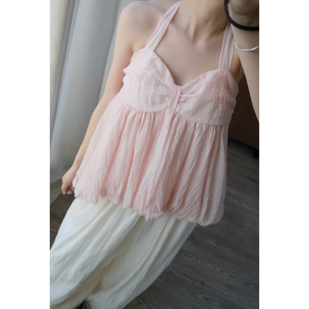 Bella Top (TSW) Áo voan cổ yếm nhún ngực xoè bồng Nữ the.sweaterweather