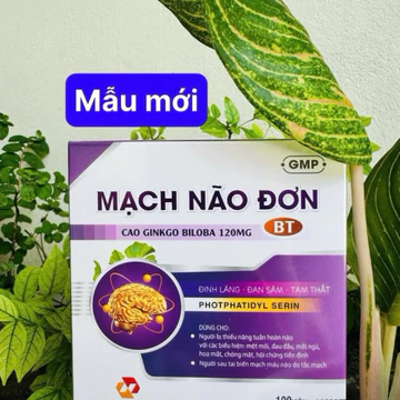 Mạch Não Đơn hỗ trợ giảm đau đầu, hoa mắt . ù tai, chóng mặt. mất ngủ . suy giảm trí nhớ, rối loạn tiền đình ( hộp 100v)