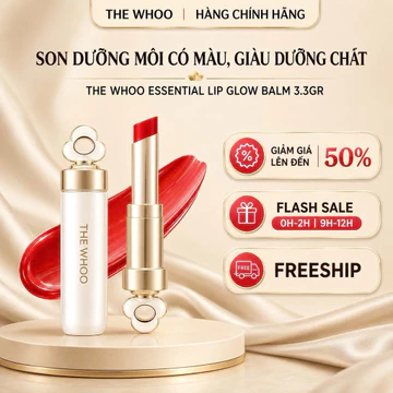 [Chính Hãng] Son dưỡng whoo môi chống nắng Hàn Quốc Đông y The Whoo Gongjinhyang Mi Glow Lip Balm 3.3g