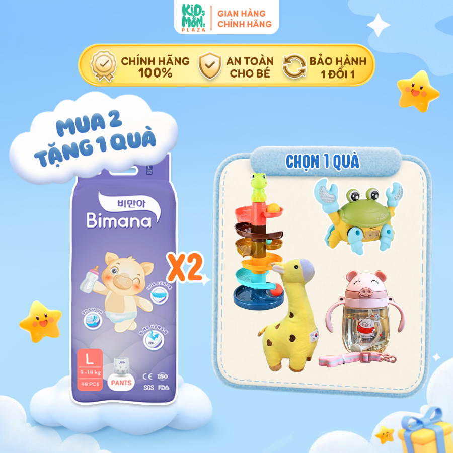 (2BM) [CÓ QUÀ] COMBO 2 bịch tã/bỉm quần/dán Bimana Hàn Quốc thấm tốt, mỏng thoáng đủ size