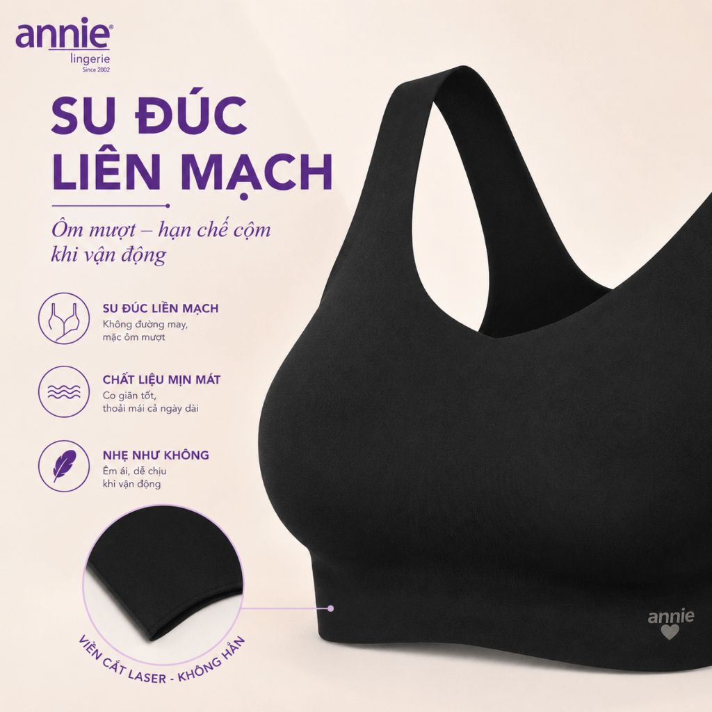 Áo bra đúc su tập gym annie lingerie Bra8551 có mút nâng ngực, đệm mềm mịn, co giãn thoải mái