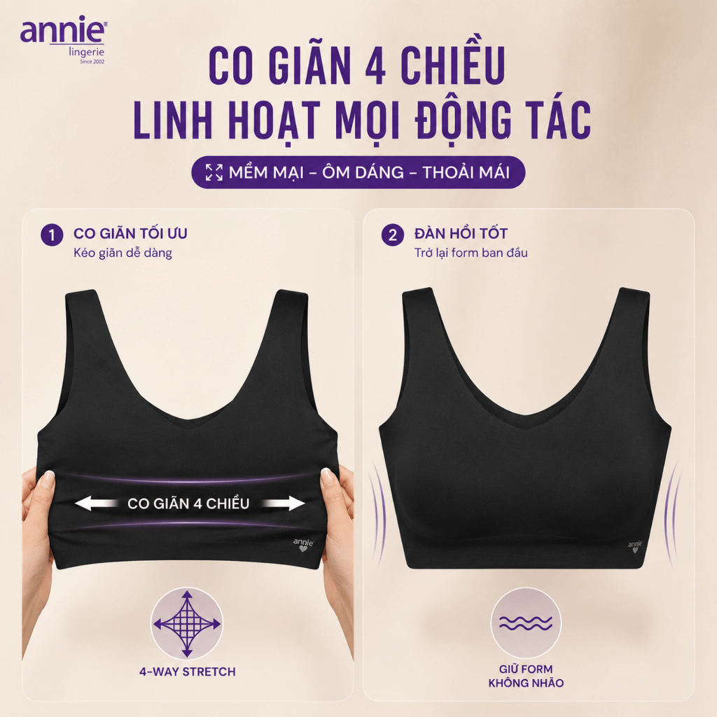 Áo bra đúc su tập gym annie lingerie Bra8551 có mút nâng ngực, đệm mềm mịn, co giãn thoải mái