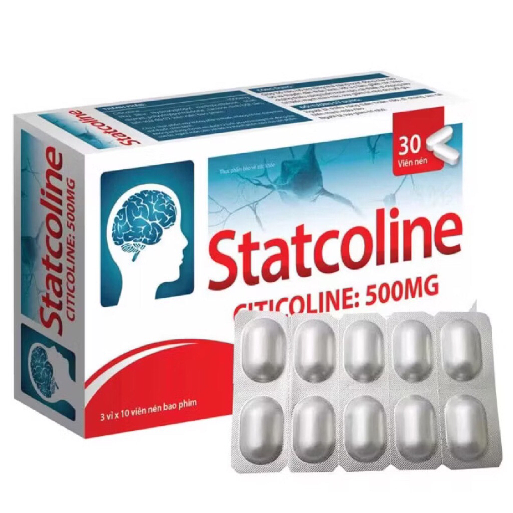 Bổ Não Statcoline Citicoline 500mg Giúp Hoạt Huyết Dưỡng Não, Phục Hồi Sau Tai Biến Do Tắc Mạch - Mỹ Phẩm Cao Cường