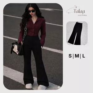 Quần Ống Loe Nữ Đen Co Giãn Hack Dáng Talaa Clothing TL010