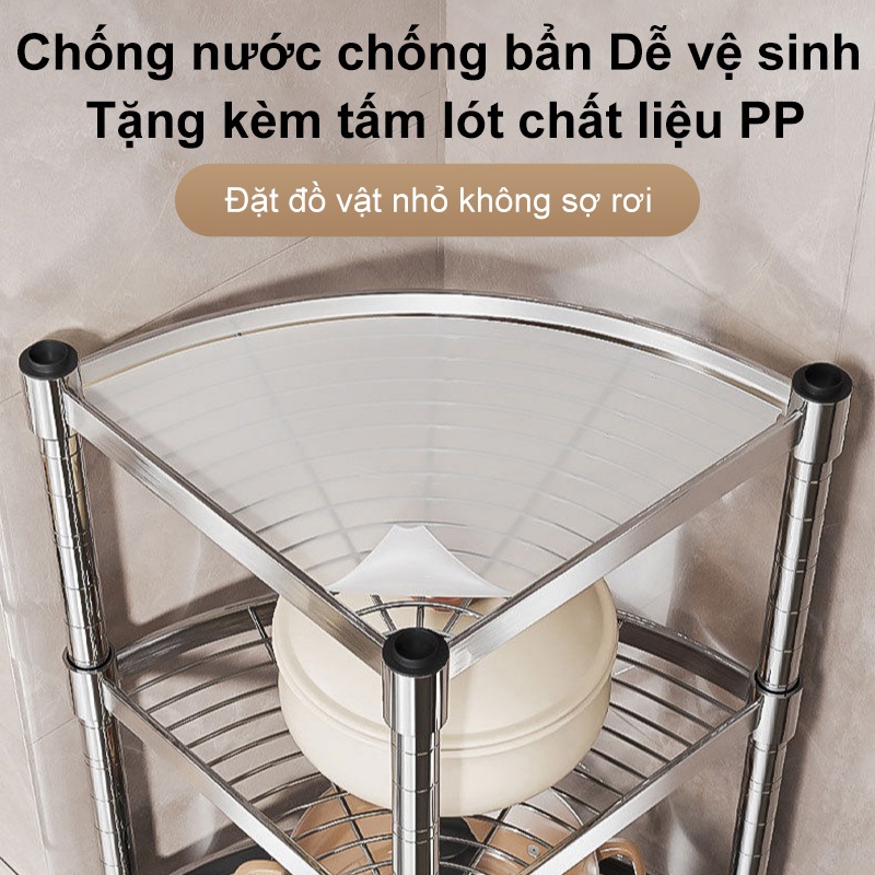 Kệ Inox Góc Nhiều Tầng Đa Năng Lưu Trữ Vật Dụng Phòng Tắm Nhà Bếp Phòng Khách Nhỏ Gọn Tiện Dụng