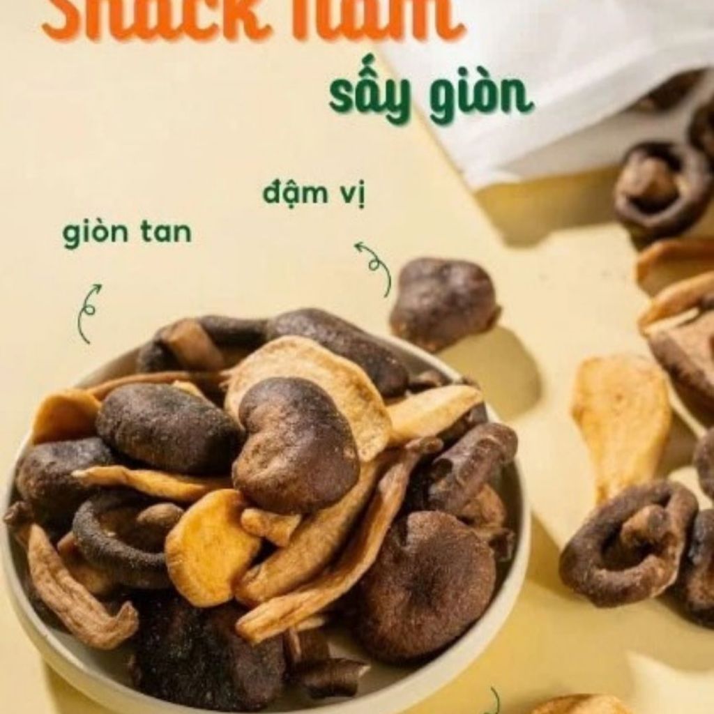 Nấm hương sấy giòn AMAISHOP organic - Nấm đông cô sấy giòn món chay - Ăn vặt heathy