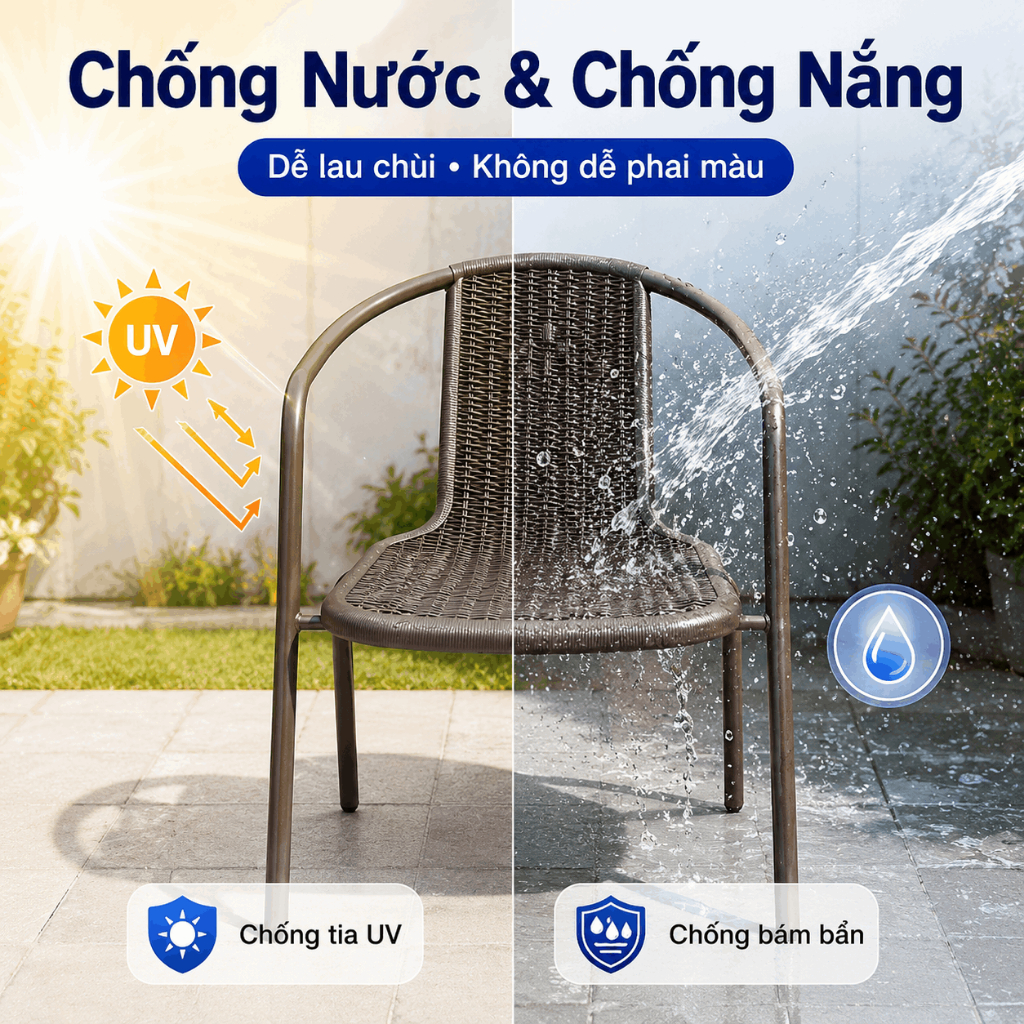 Ghế tựa lưng mây ghế thư giãn Có Tay Vịn Chống Nước Chống Nắng Dùng Trọng  ngoài trời ghế ăn quán trà