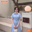 Đầm thiết kế BEMINE cổ sen kèm đai eo kẻ sọc dáng chữ A phù hợp đi làm-B554
