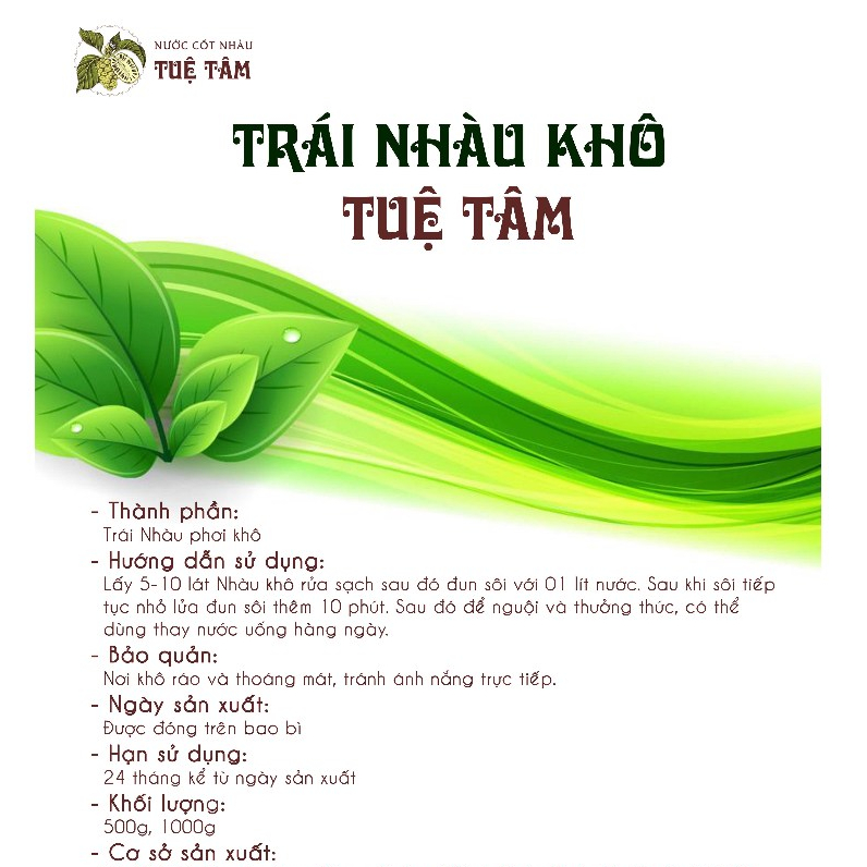 Trà nhàu khô 1kg – trái nhàu sấy khô Tuệ Tâm dễ uống, hỗ trợ tiêu hóa