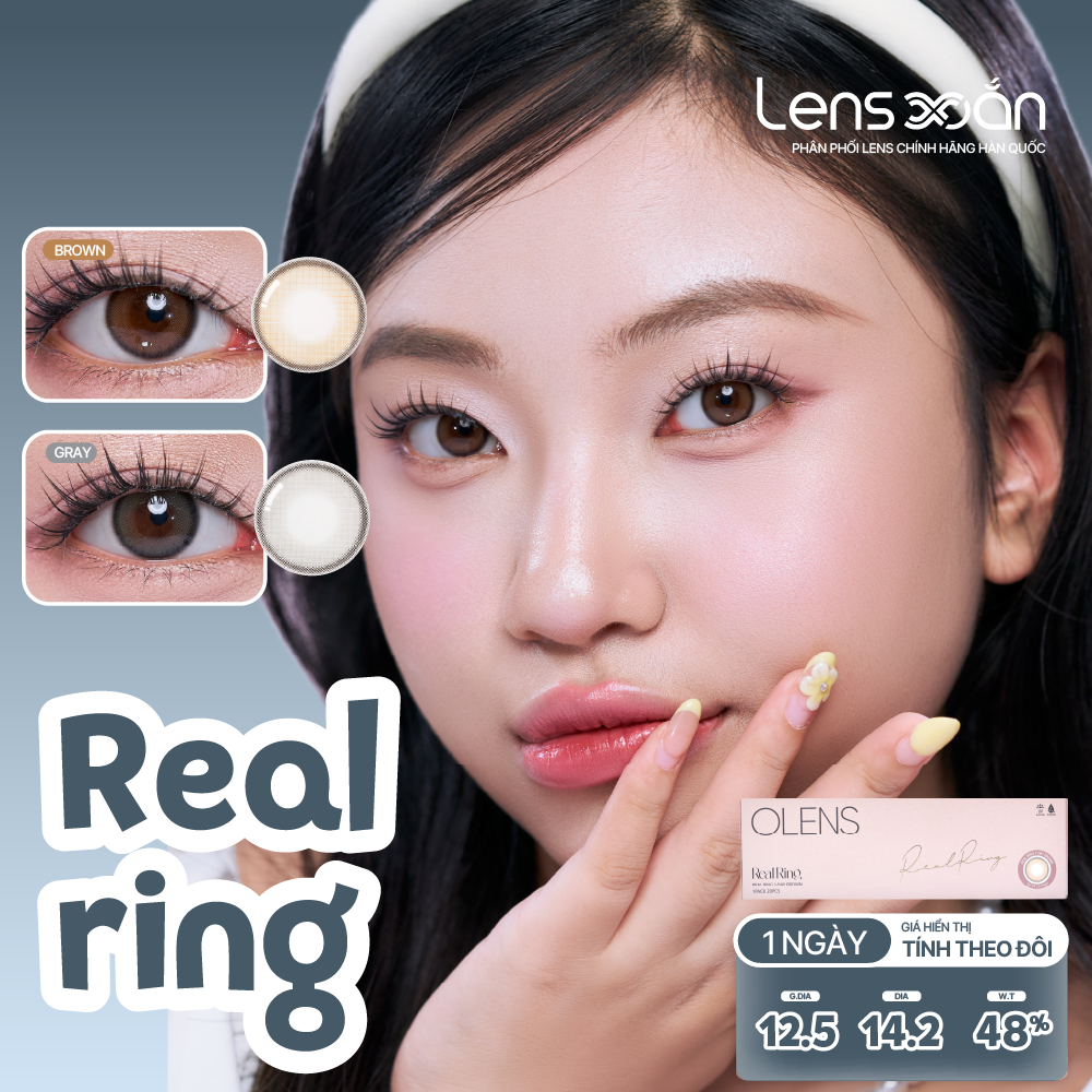 LENS 1 NGÀY tự nhiên LENS XOẮN kính áp tròng cận JENNIE BLACKPINK có viền tự nhiên OLENS REAL RING giá 1 đôi