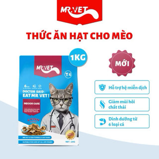 [Túi 1kg] Hạt Mr.Vet cho mèo trưởng thành - nhiều vị